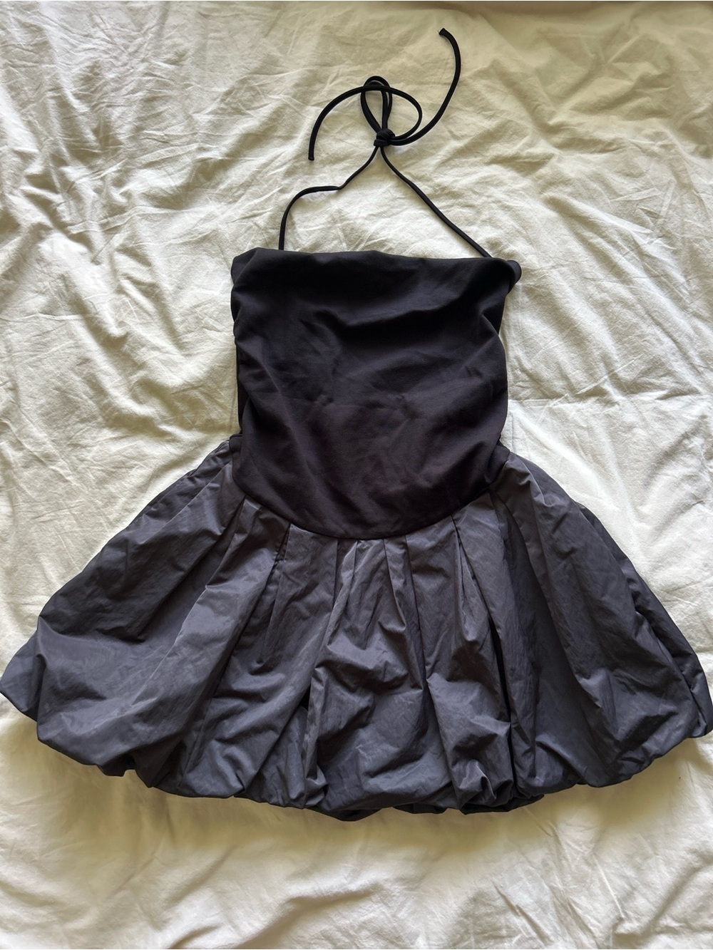 Free People Strapless Halter Bubble Skirt Dress in Black M/S